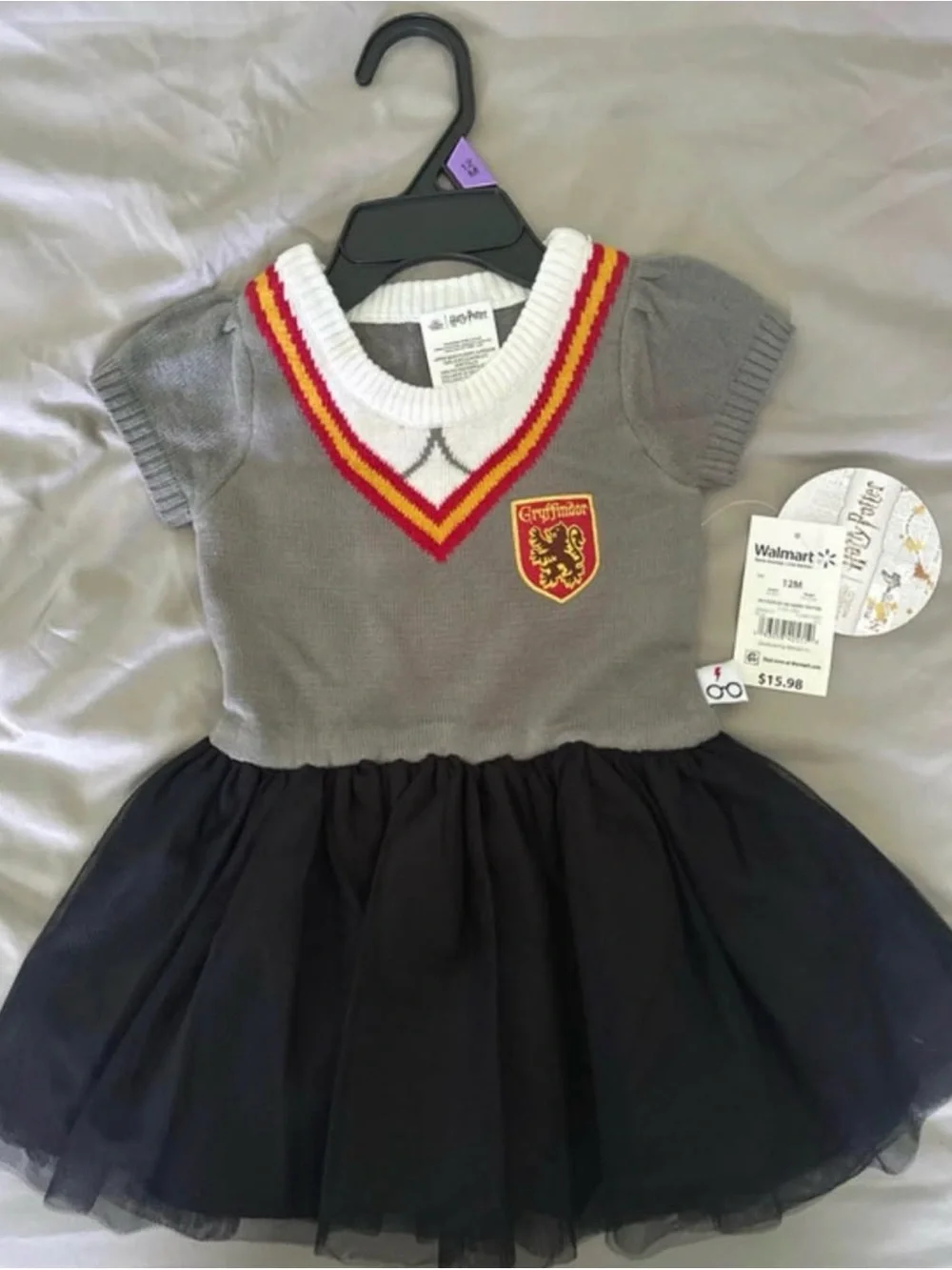 Gryffindor-Inspired Girls Gray & Black Tulle Costume Dress